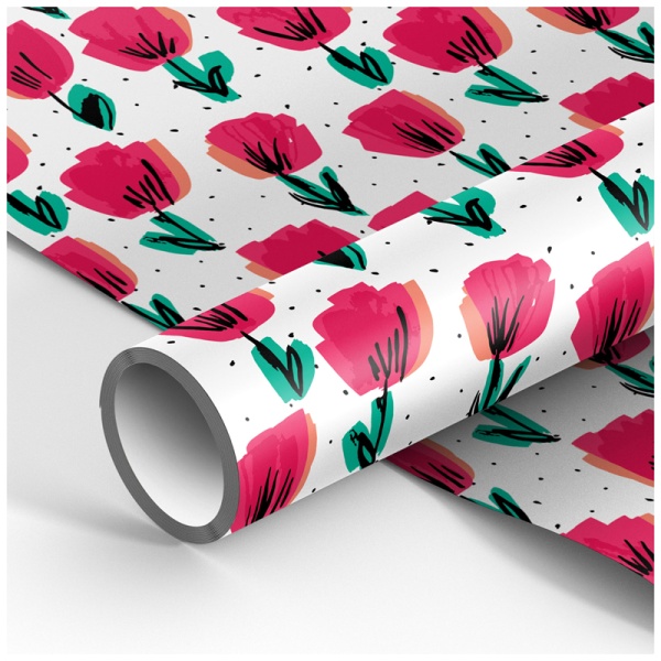 Упаковочная бумага глянц. 70*100см, MESHU "Red tulips", 90г/м2 325741 М100_41074