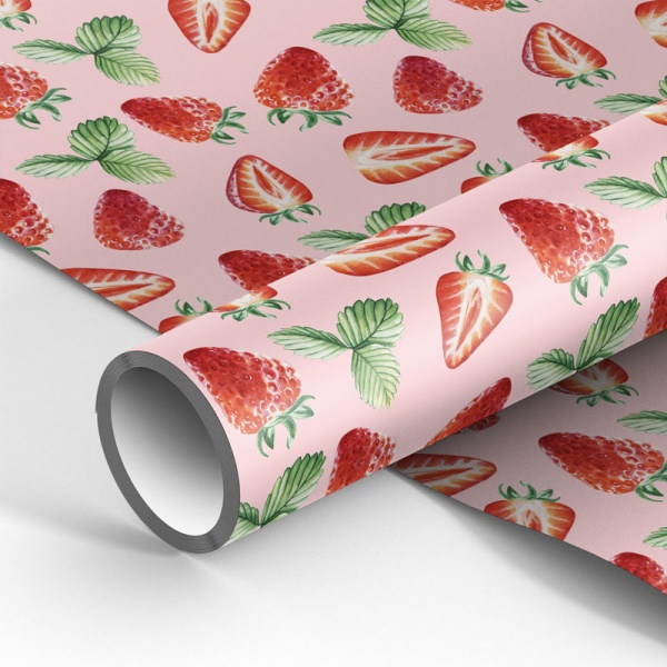Упаковочная бумага глянц. 70*100см, MESHU "Strawberry", 90г/м2 340589 MS_46384