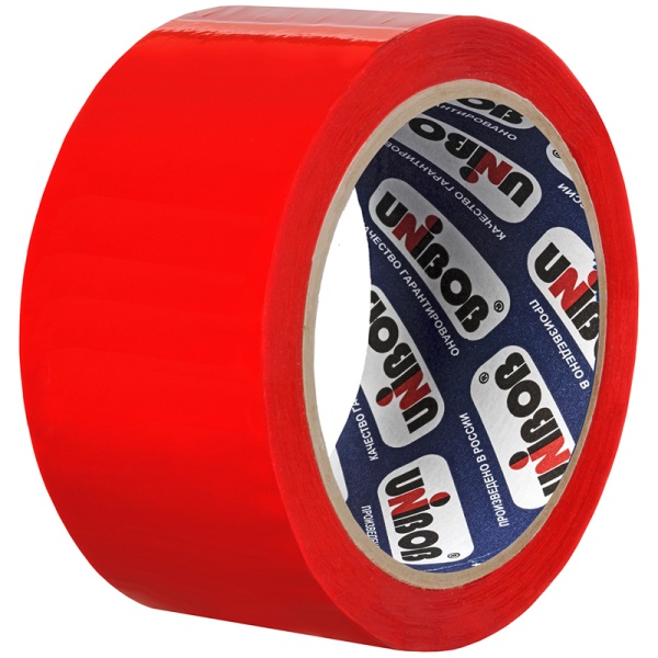 Клейкая лента упаковочная Unibob, 48мм*66м, 45мкм, красная 30268 285289