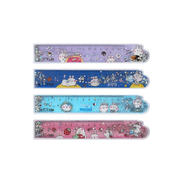 Линейка 15см MESHU "Bubble bunny" ПВХ с блестками, ассорти, европодвес MS_50868 352983