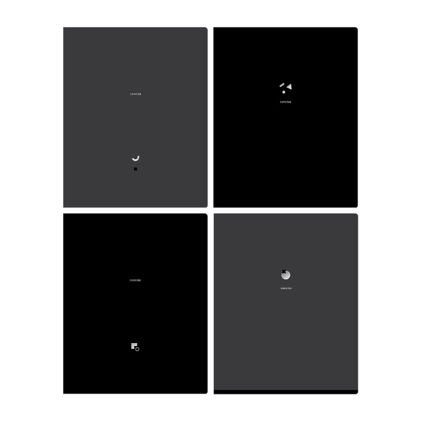 Тетради 48л., А5, клетка BG "Monocolor. Black. Concise", soft-touch, тиснение фольгой (4 шт.)